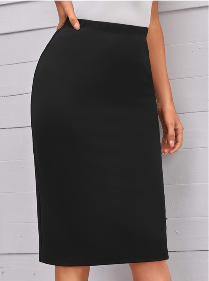 Black High-Waist Solid Skirt